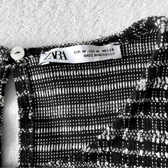 ZARA Gingham Puff Mini Dress - Picture 4 of 10